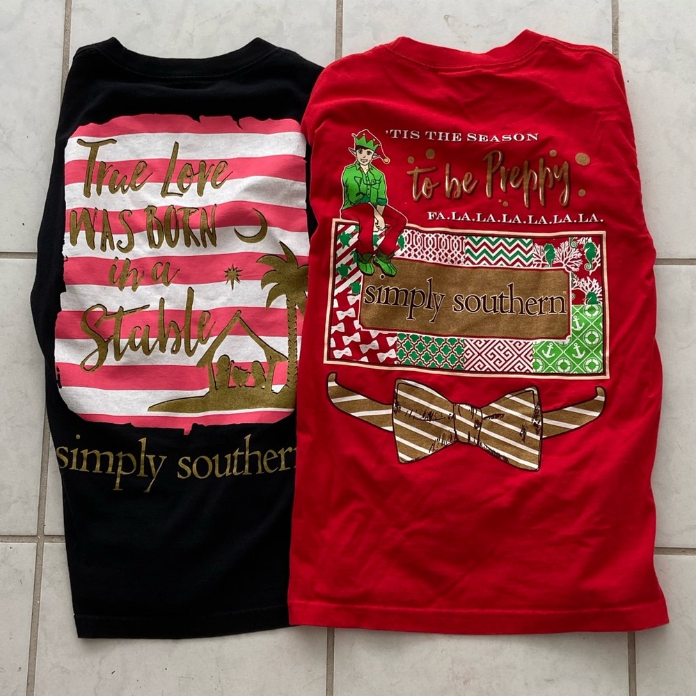 2 Simply Southern Long Sleeve Christmas Tees